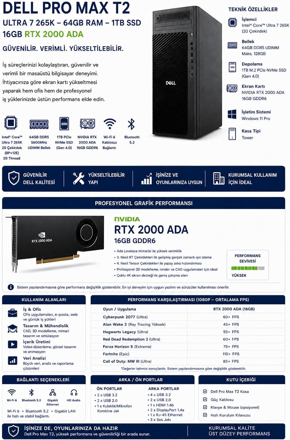ایستگاه کاری رومیزی Dell Pro Max T2 با Core Ultra 7 265K مدل FCT22507P737 ایستگاه کاری رومیزی Dell Pro Max T2 با Core Ultra 7 265K مدل FCT22507P737
