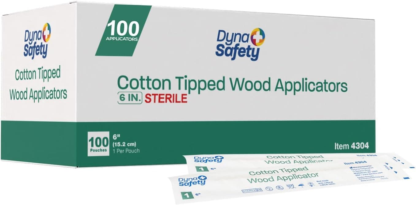 گوشپاککن پنبهای استریل Dynarex طول 6 اینچ بسته 100 عددی گوشپاککن پنبهای استریل Dynarex طول 6 اینچ بسته 100 عددی
