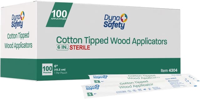 گوشپاککن پنبهای استریل Dynarex طول 6 اینچ بسته 100 عددی گوشپاککن پنبهای استریل Dynarex طول 6 اینچ بسته 100 عددی