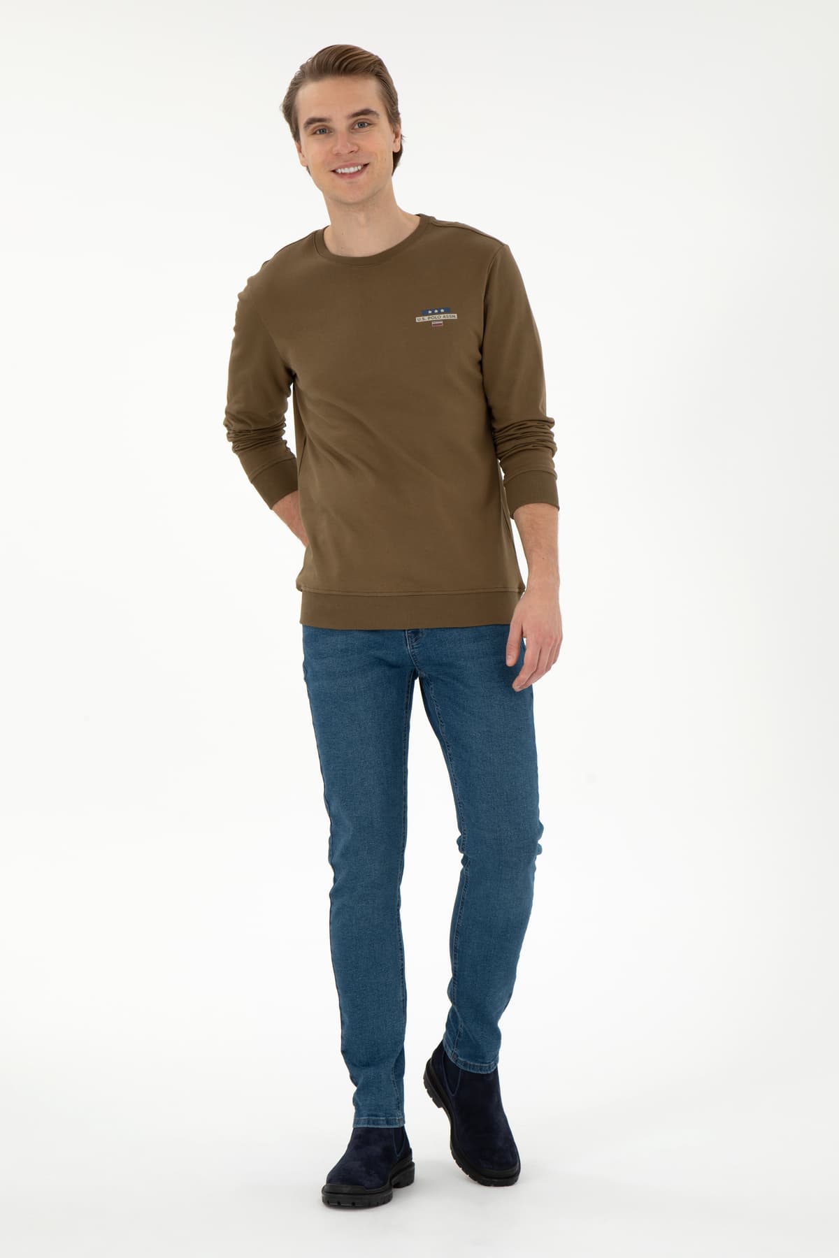سویشرت مردانه U.S. Polo Assn. یقه گرد فیت معمولی سبز خاکی مدل 50293742-VR027 سویشرت مردانه U.S. Polo Assn. یقه گرد فیت معمولی سبز خاکی مدل 50293742-VR027