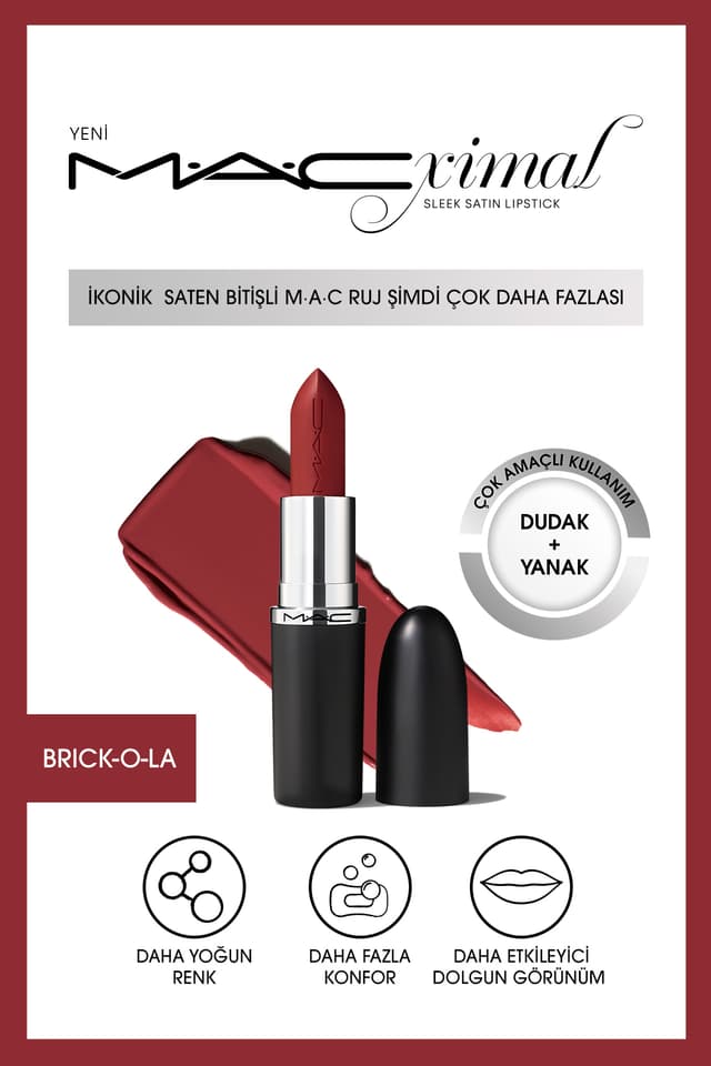 رژ لب Mac فینیش ساتن MACximal Sleek Satin مدل BRICK-O-LA 3.5GM رژ لب Mac فینیش ساتن MACximal Sleek Satin مدل BRICK-O-LA 3.5GM