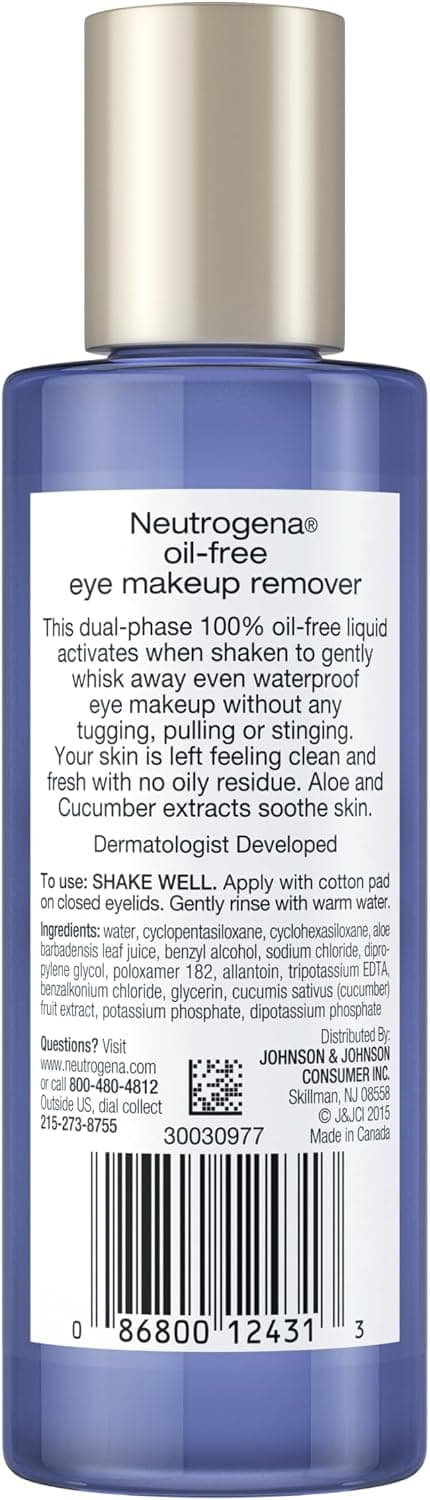 محلول پاککننده آرایش چشم مایع بدون روغن Neutrogena با آلوئهورا و عصاره خیار مناسب ریمل ضدآب 3.8 fl. oz محلول پاککننده آرایش چشم مایع بدون روغن Neutrogena با آلوئهورا و عصاره خیار مناسب ریمل ضدآب 3.8 fl. oz