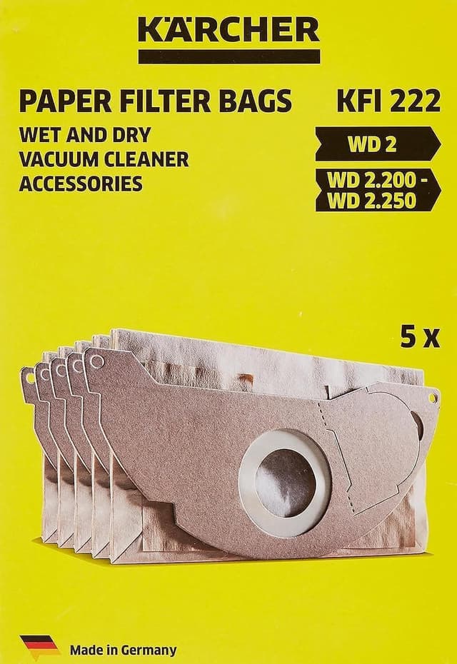 کیسه فیلتر کاغذی یدکی جاروبرقی KÄRCHER مدل KFI 222 بسته 5 عددی کیسه فیلتر کاغذی یدکی جاروبرقی KÄRCHER مدل KFI 222 بسته 5 عددی
