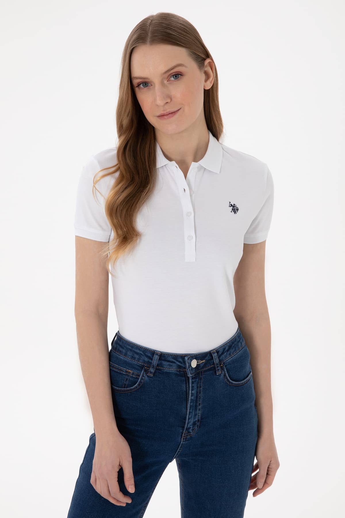 تیشرت زنانه U.S. Polo Assn. سفید یقه پولو ساده مدل 50300830-VR013 تیشرت زنانه U.S. Polo Assn. سفید یقه پولو ساده مدل 50300830-VR013
