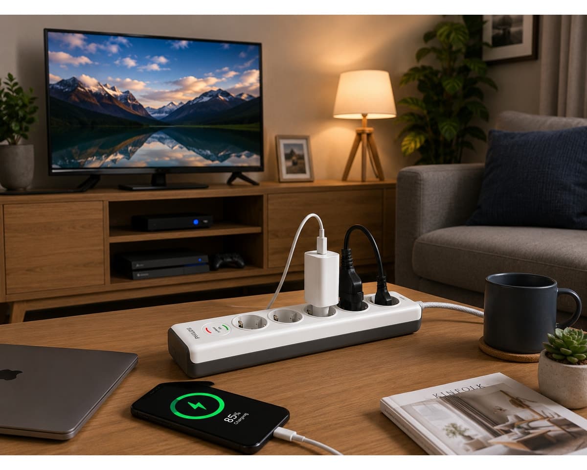 پریز برق محافظدار Philips 4 خانه 600J 2m مدل SPN7040WA/62 پریز برق محافظدار Philips 4 خانه 600J 2m مدل SPN7040WA/62