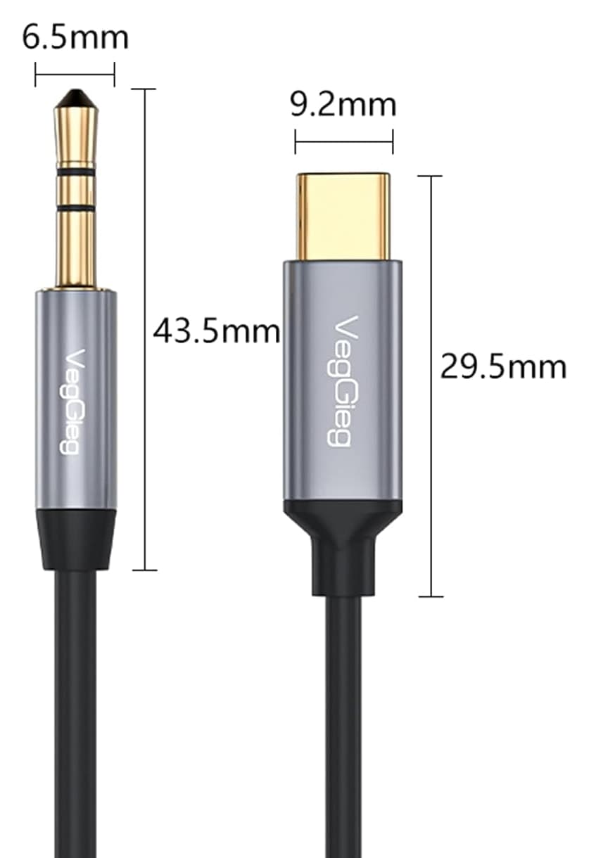 کابل صوتی مردانه VegGieg با اتصال USB Type-C به 3.5mm Aux Hi-Fi یک متری کابل صوتی مردانه VegGieg با اتصال USB Type-C به 3.5mm Aux Hi-Fi یک متری