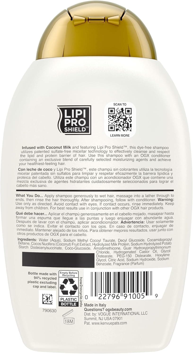 شامپو OGX حاوی شیر نارگیل مدل Nourishing+ حجم 385ml شامپو OGX حاوی شیر نارگیل مدل Nourishing+ حجم 385ml