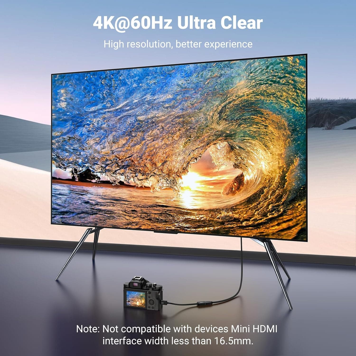 مبدل Mini HDMI به HDMI UGREEN نری به مادگی 4K 60Hz با پشتیبانی از 3D، 18Gbit/s، 20CM مبدل Mini HDMI به HDMI UGREEN نری به مادگی 4K 60Hz با پشتیبانی از 3D، 18Gbit/s، 20CM