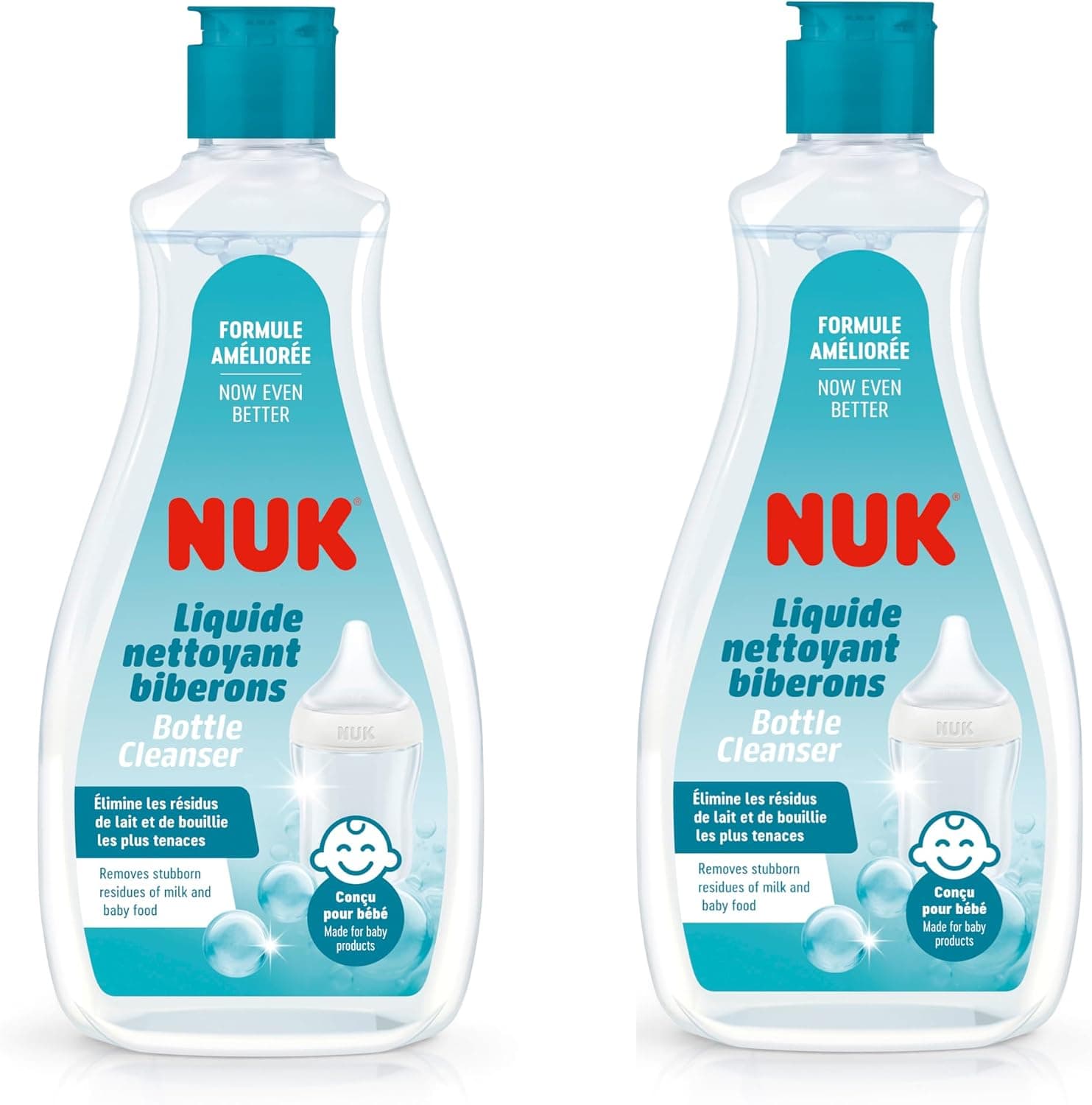 مایع شستشوی بطری کودک NUK بدون عطر pH خنثی 2 x 500 ML مایع شستشوی بطری کودک NUK بدون عطر pH خنثی 2 x 500 ML