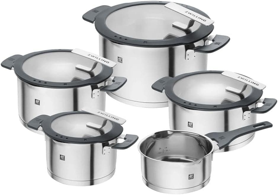 سرویس قابلمه ZWILLING SIMPLIFY استیل ضدزنگ 5 پارچه نقرهای و مشکی مدل 668700050 سرویس قابلمه ZWILLING SIMPLIFY استیل ضدزنگ 5 پارچه نقرهای و مشکی مدل 668700050