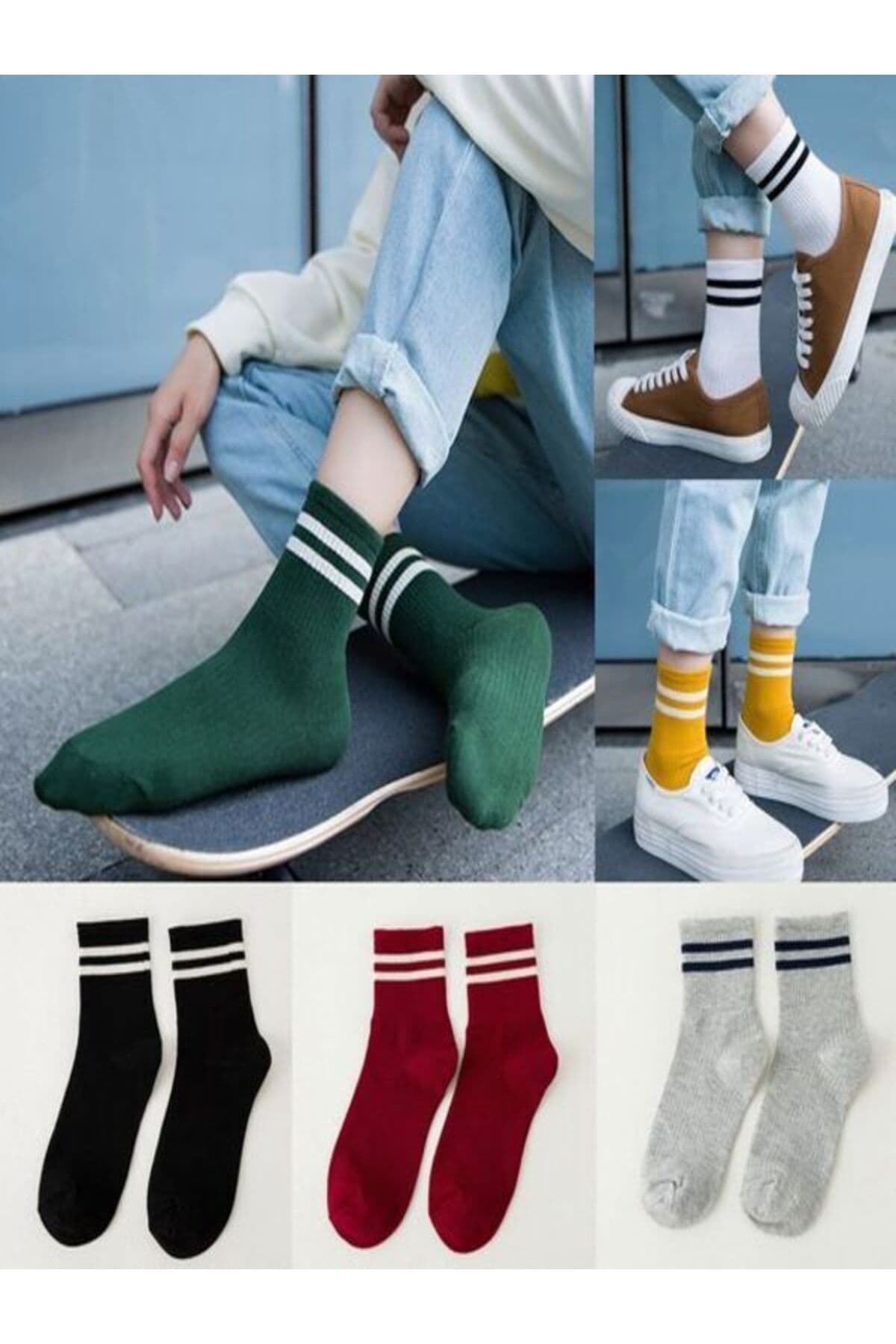 جوراب تنیس یونیسکس Sky Socks ست 6 تایی اقتصادی رنگی طرحدار حلقهای جوراب تنیس یونیسکس Sky Socks ست 6 تایی اقتصادی رنگی طرحدار حلقهای