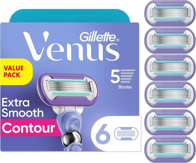 تیغ یدک زنانه Gillette Venus Deluxe Smooth Swirl با نوار مرطوبکننده 6 عددی تیغ یدک زنانه Gillette Venus Deluxe Smooth Swirl با نوار مرطوبکننده 6 عددی