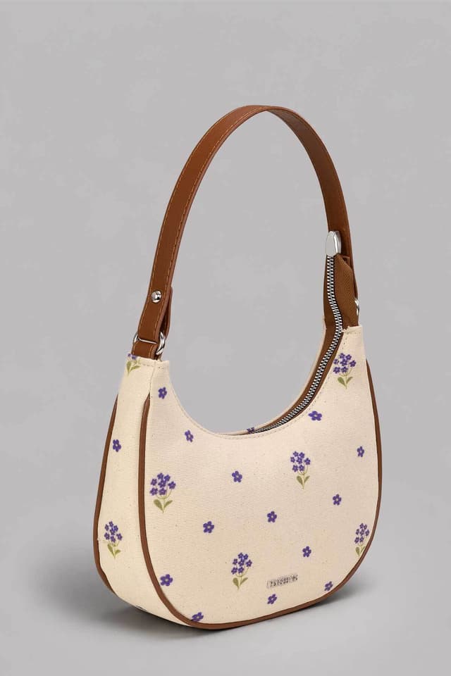 کیف دوشی زنانه Housebags هوبو نیمماه کانواس گلدار آبی مدل Blue Bloom کیف دوشی زنانه Housebags هوبو نیمماه کانواس گلدار آبی مدل Blue Bloom
