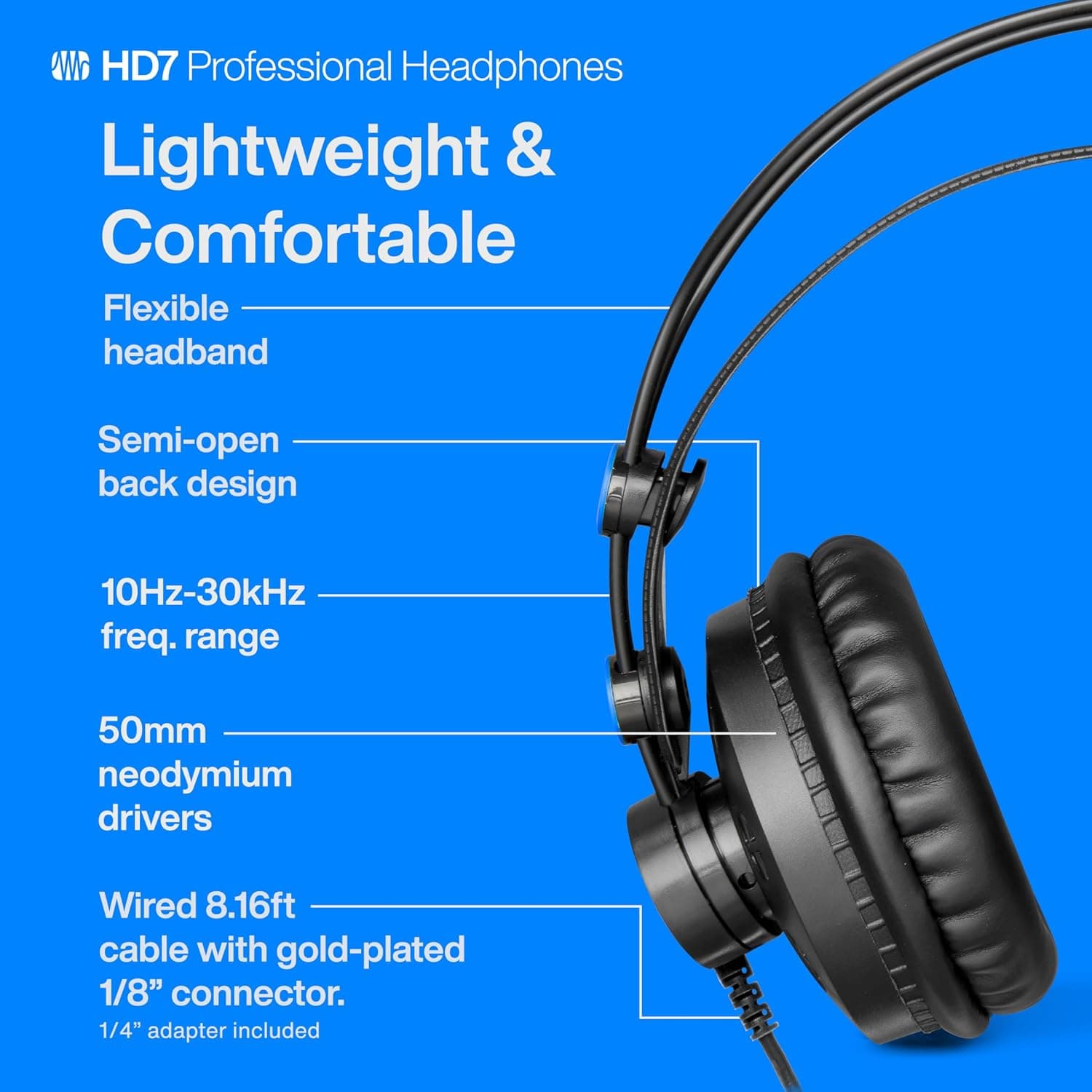 هدفون مانیتورینگ حرفهای PreSonus گوشروی مشکی مدل HD7-A هدفون مانیتورینگ حرفهای PreSonus گوشروی مشکی مدل HD7-A