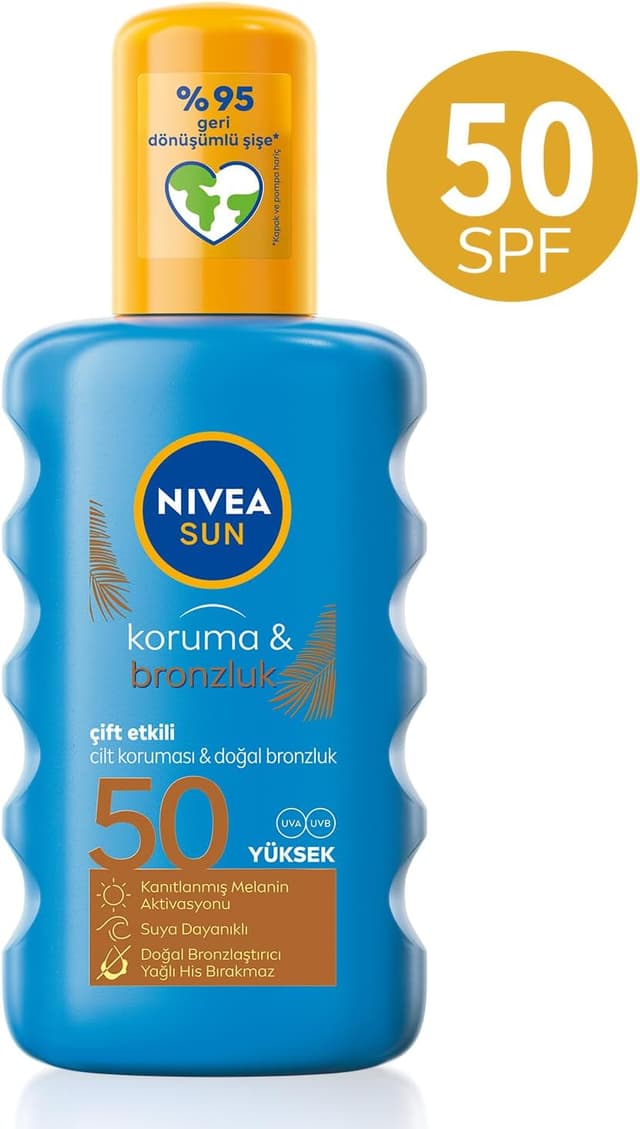 اسپری ضد آفتاب NIVEA SUN SPF50 ضد آب برنزه کننده 200ml اسپری ضد آفتاب NIVEA SUN SPF50 ضد آب برنزه کننده 200ml