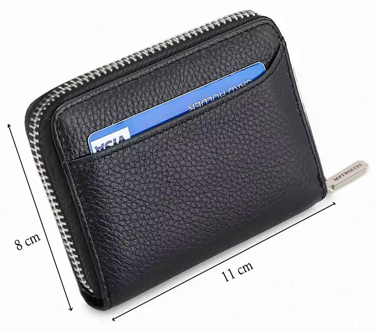 کیف پول و کارتخور مردانه SEPTWOLVES چرم طبیعی با زیپ فلزی مشکی کیف پول و کارتخور مردانه SEPTWOLVES چرم طبیعی با زیپ فلزی مشکی