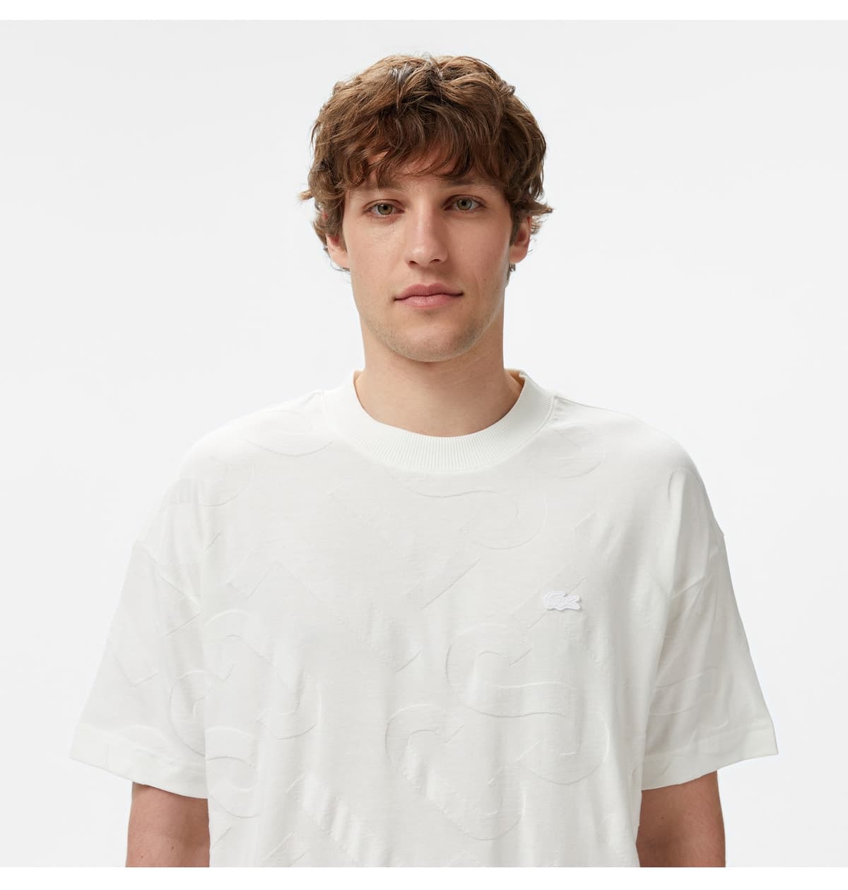 تیشرت مردانه Lacoste یقه گرد طرحدار سفید تیشرت مردانه Lacoste یقه گرد طرحدار سفید