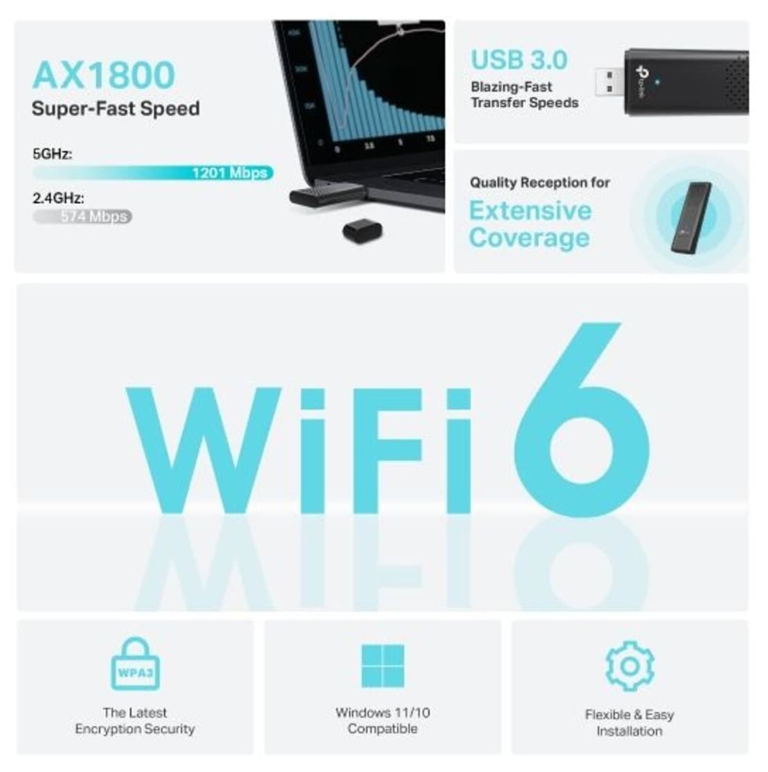 آداپتور USB Tp-Link دوباند Wi-Fi 6 AX1800 مدل Archer TX20U آداپتور USB Tp-Link دوباند Wi-Fi 6 AX1800 مدل Archer TX20U
