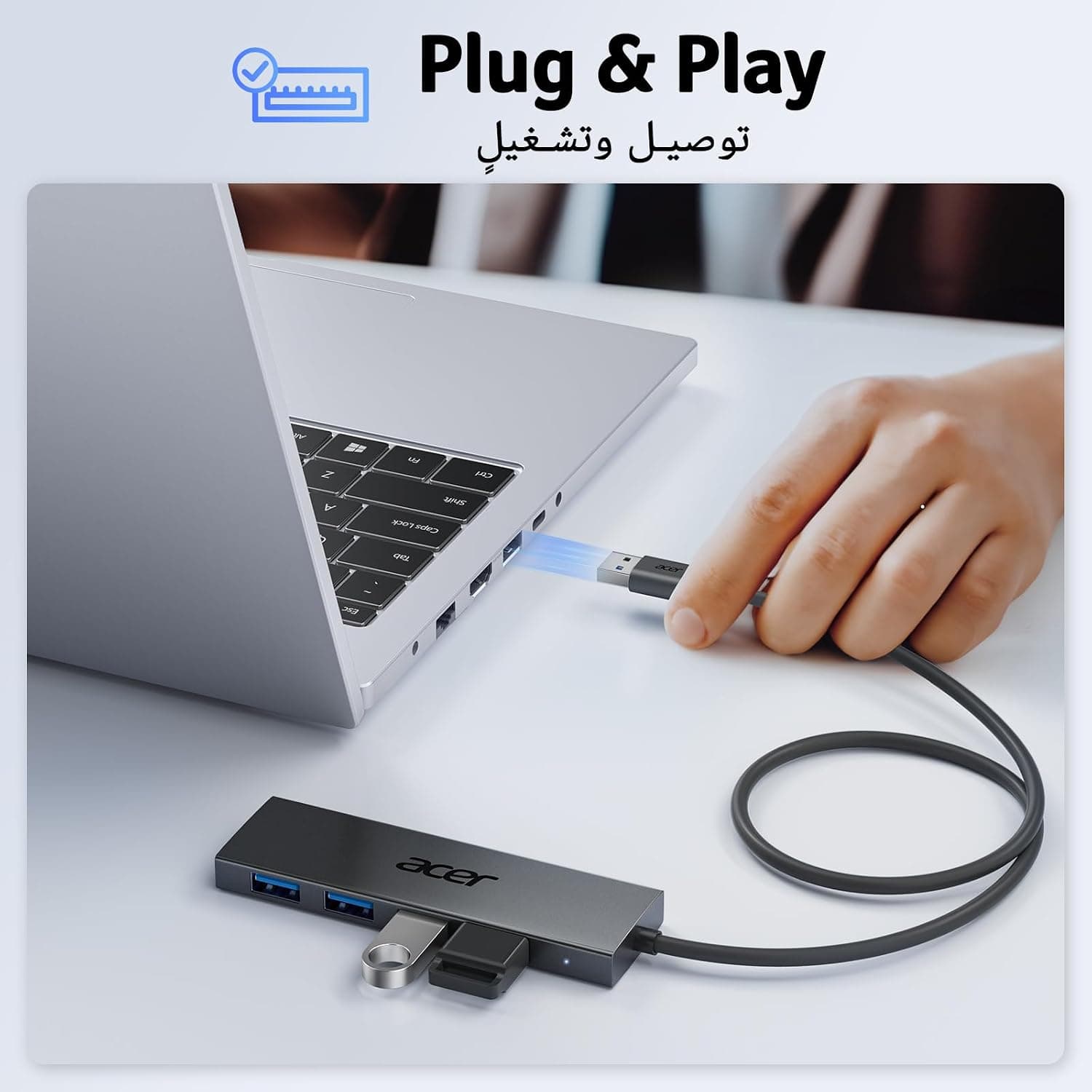هاب USB چهارپورته Acer باریک 5Gbps با طول 60cm هاب USB چهارپورته Acer باریک 5Gbps با طول 60cm