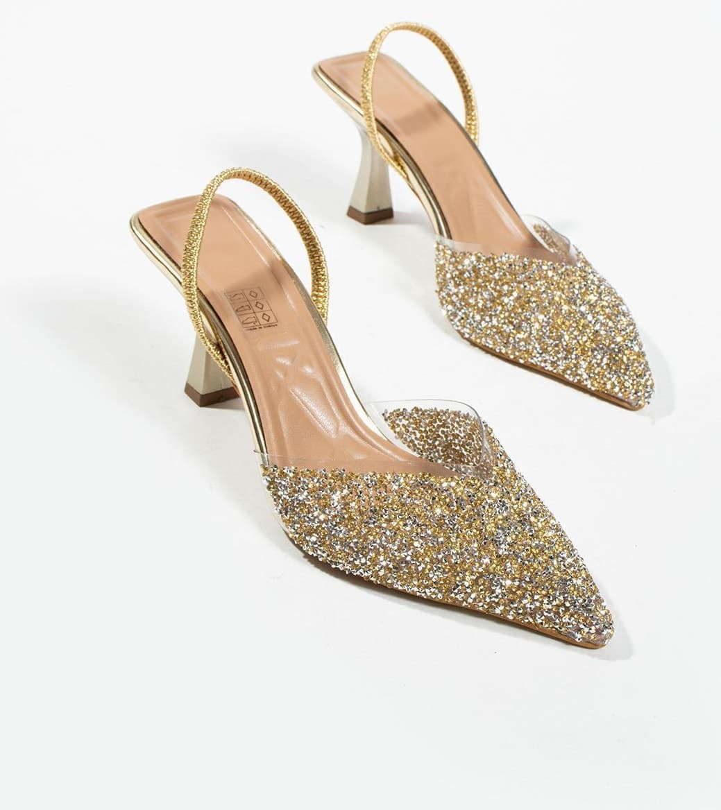 کفش پاشنهبلند زنانه DUXAL SHOES پشت باز با تزئینات خردهشیشه مدل London کفش پاشنهبلند زنانه DUXAL SHOES پشت باز با تزئینات خردهشیشه مدل London