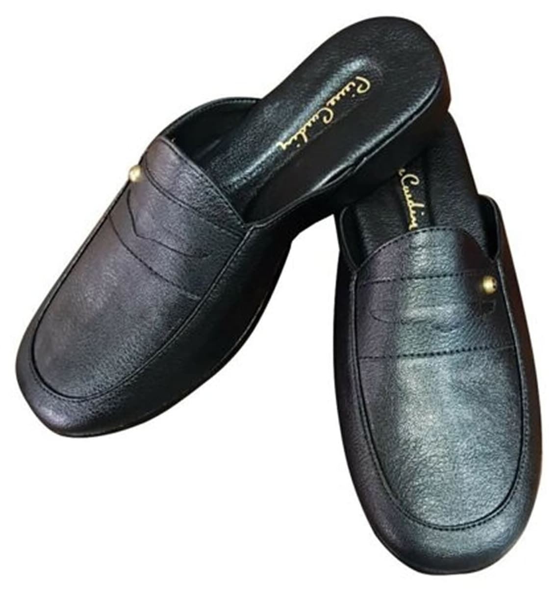 دمپایی مردانه Pierre Cardin چرمی ساده آرمدار مشکی مدل 288 دمپایی مردانه Pierre Cardin چرمی ساده آرمدار مشکی مدل 288