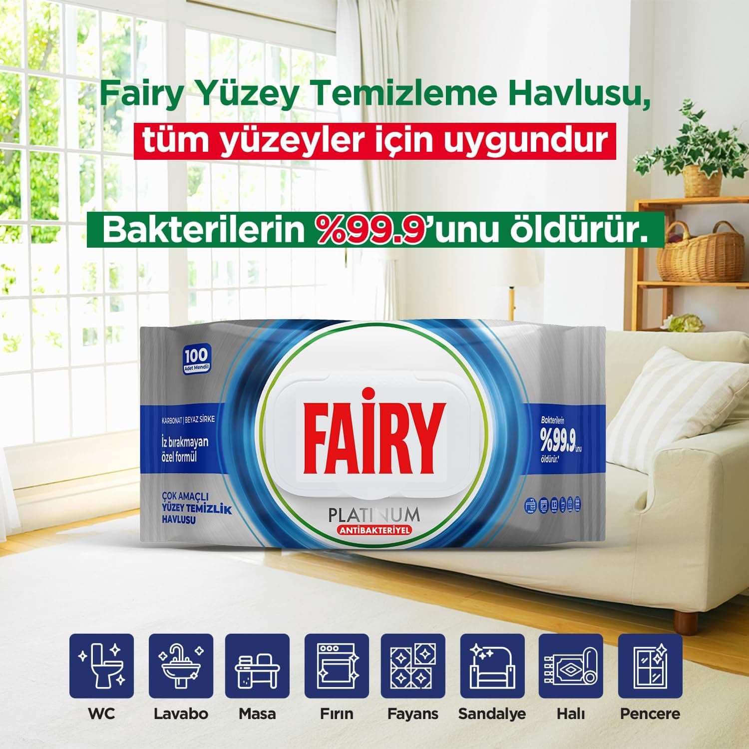 دستمال مرطوب پاککننده سطوح آنتیباکتریال Fairy Platinum با سرکه سفید و جوش شیرین 100 برگ دستمال مرطوب پاککننده سطوح آنتیباکتریال Fairy Platinum با سرکه سفید و جوش شیرین 100 برگ