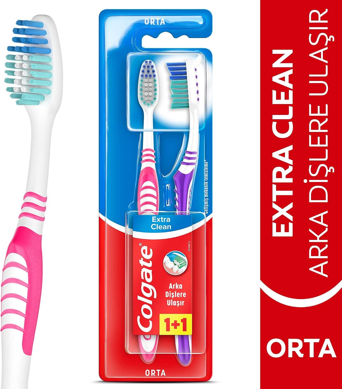 مسواک متوسط Colgate Extra Clean با تمیزکننده زبان و دسترسی به دندانهای عقبی 1+1 مسواک متوسط Colgate Extra Clean با تمیزکننده زبان و دسترسی به دندانهای عقبی 1+1
