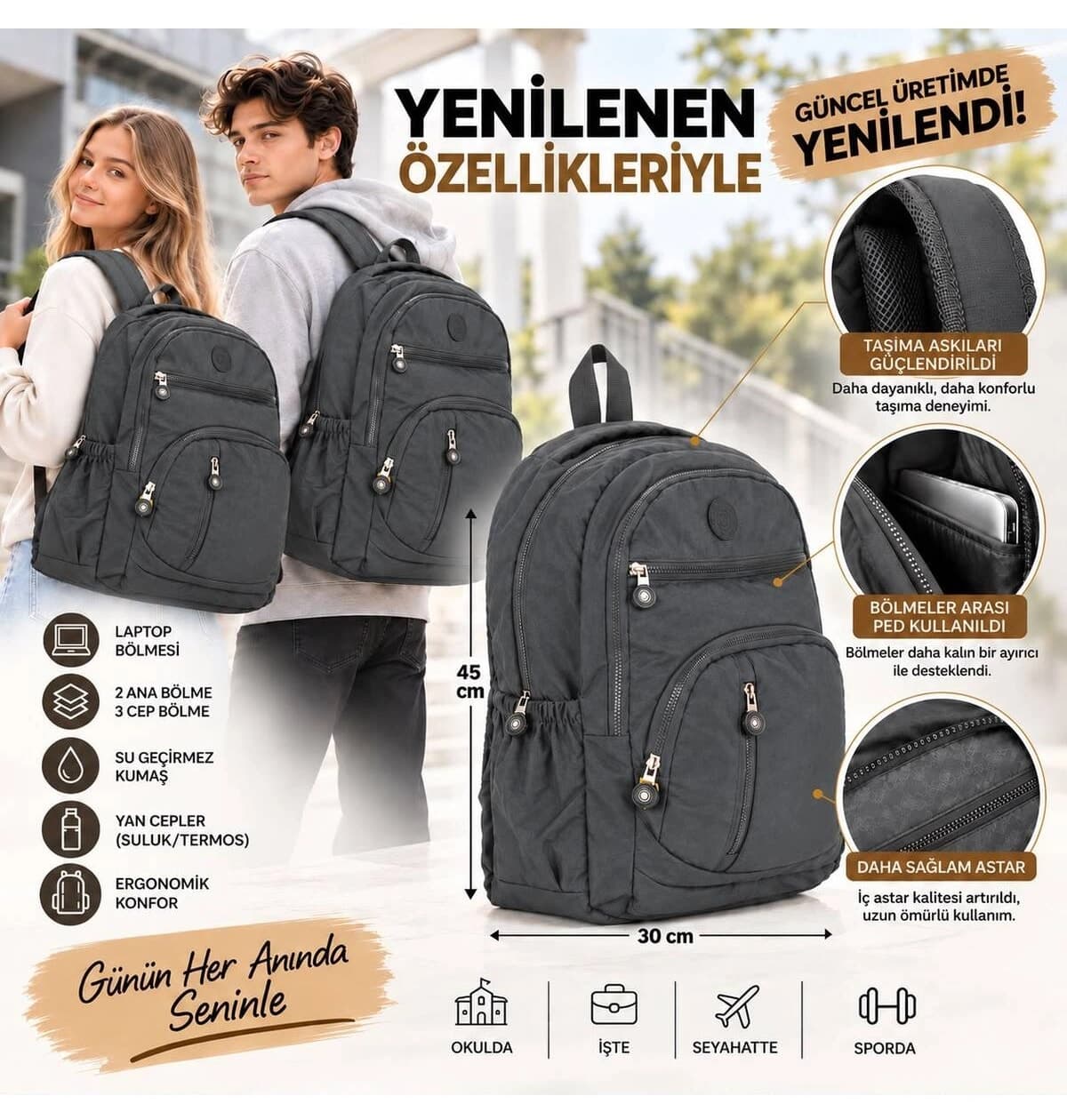 کوله پشتی یونیسکس citycenterfashion ضد آب با پارچه کرینکل سایز بزرگ چند محفظهای مدل Cty-lbn-101 کوله پشتی یونیسکس citycenterfashion ضد آب با پارچه کرینکل سایز بزرگ چند محفظهای مدل Cty-lbn-101