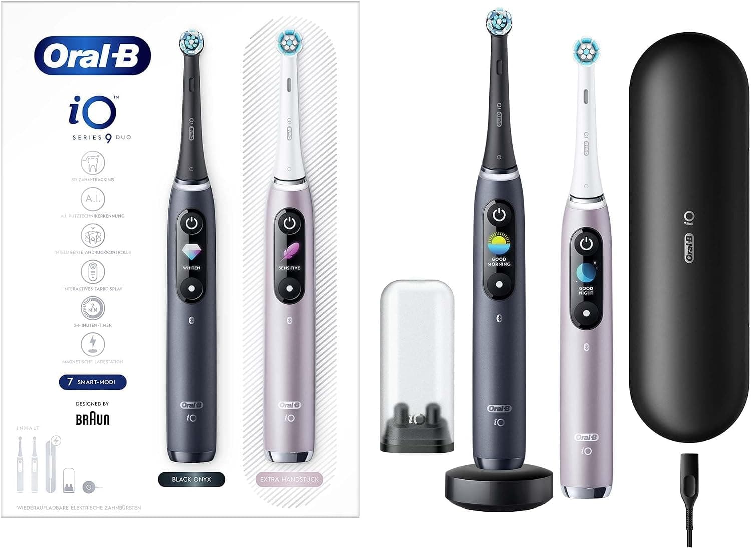 مسواک برقی شارژی Oral-B ست 2 عددی سیاه/صورتی مدل iO 9 مسواک برقی شارژی Oral-B ست 2 عددی سیاه/صورتی مدل iO 9