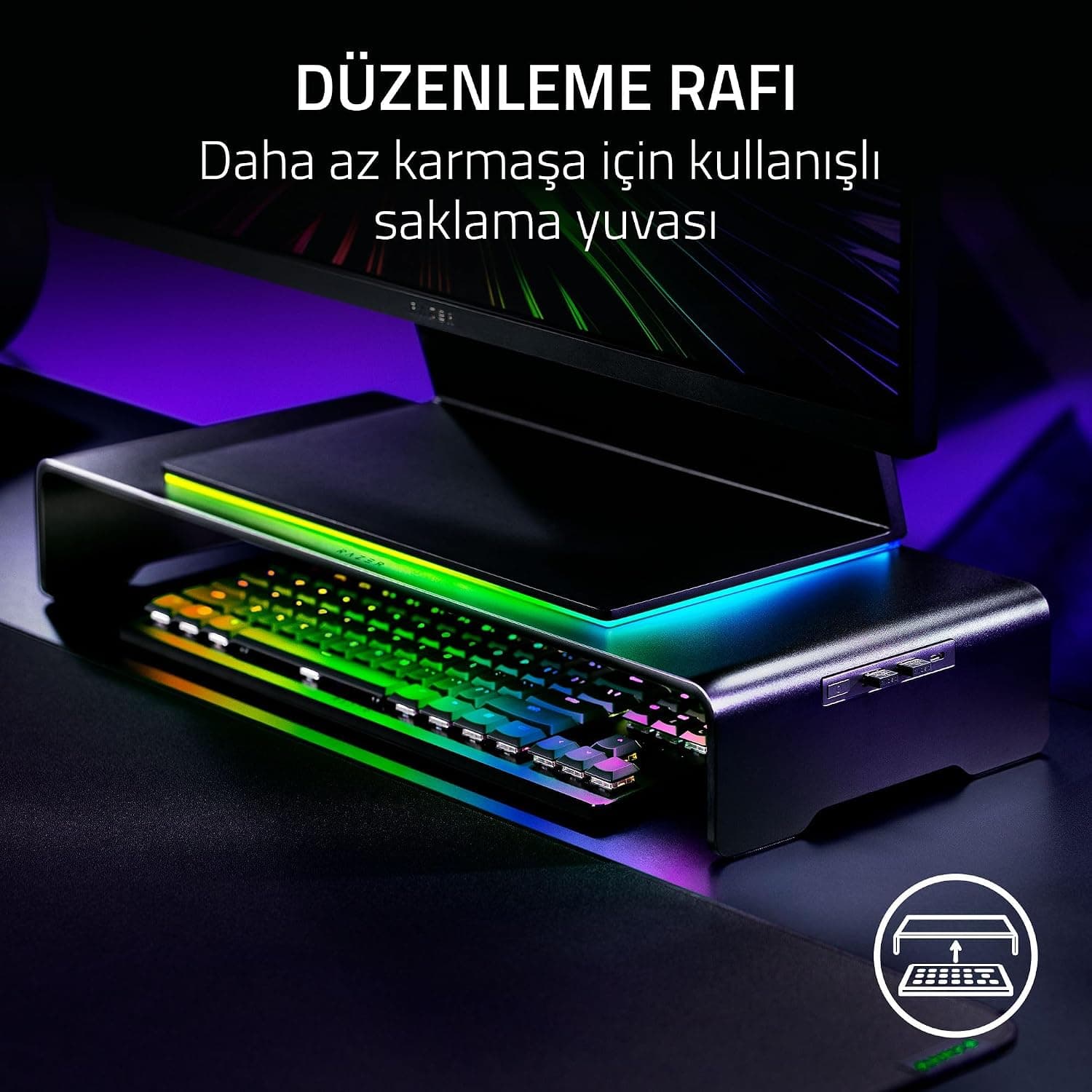 استند مانیتور Razer با نور RGB و هاب ۴ پورت USB-C مدل Chroma سیاه استند مانیتور Razer با نور RGB و هاب ۴ پورت USB-C مدل Chroma سیاه
