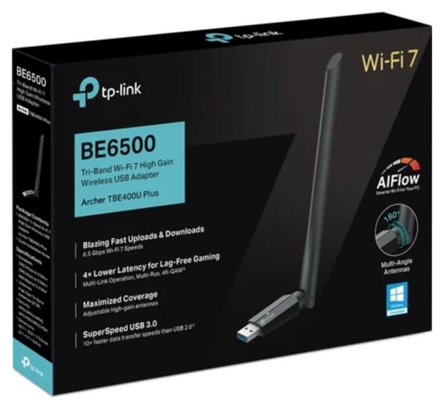 آداپتور USB بیسیم Tp-Link سهباند BE6500 Wi-Fi 7 مدل Archer TBE400U Plus آداپتور USB بیسیم Tp-Link سهباند BE6500 Wi-Fi 7 مدل Archer TBE400U Plus