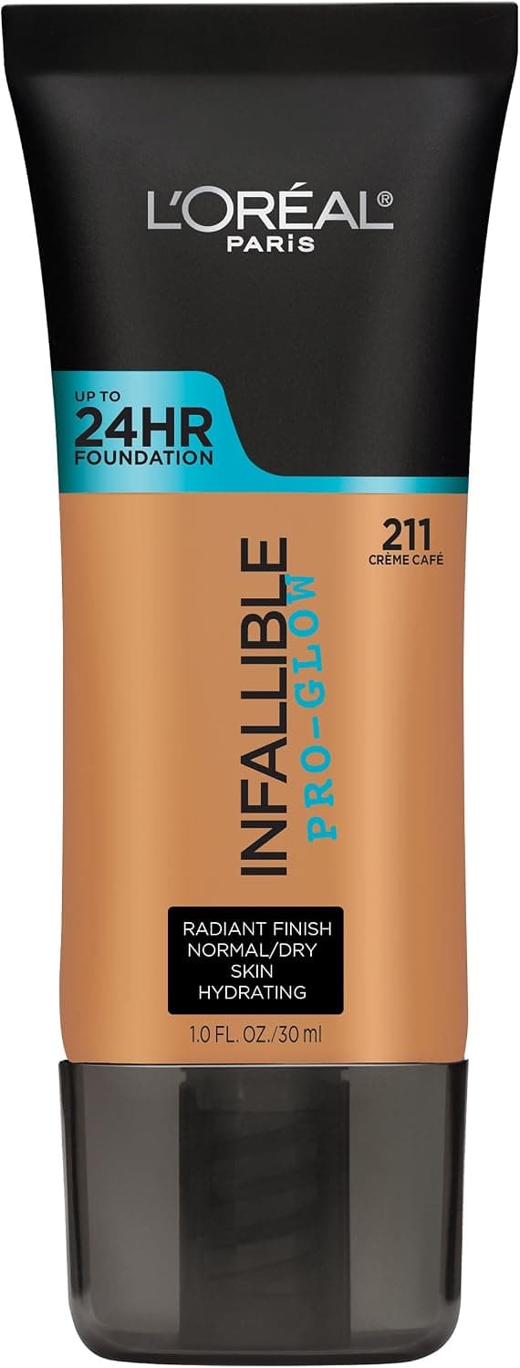 کرمپودر L'Oreal Paris Infallible Pro-Glow ماندگاری تا 24HR، رنگ 204 Natural Buff، 1 fl oz کرمپودر L'Oreal Paris Infallible Pro-Glow ماندگاری تا 24HR، رنگ 204 Natural Buff، 1 fl oz