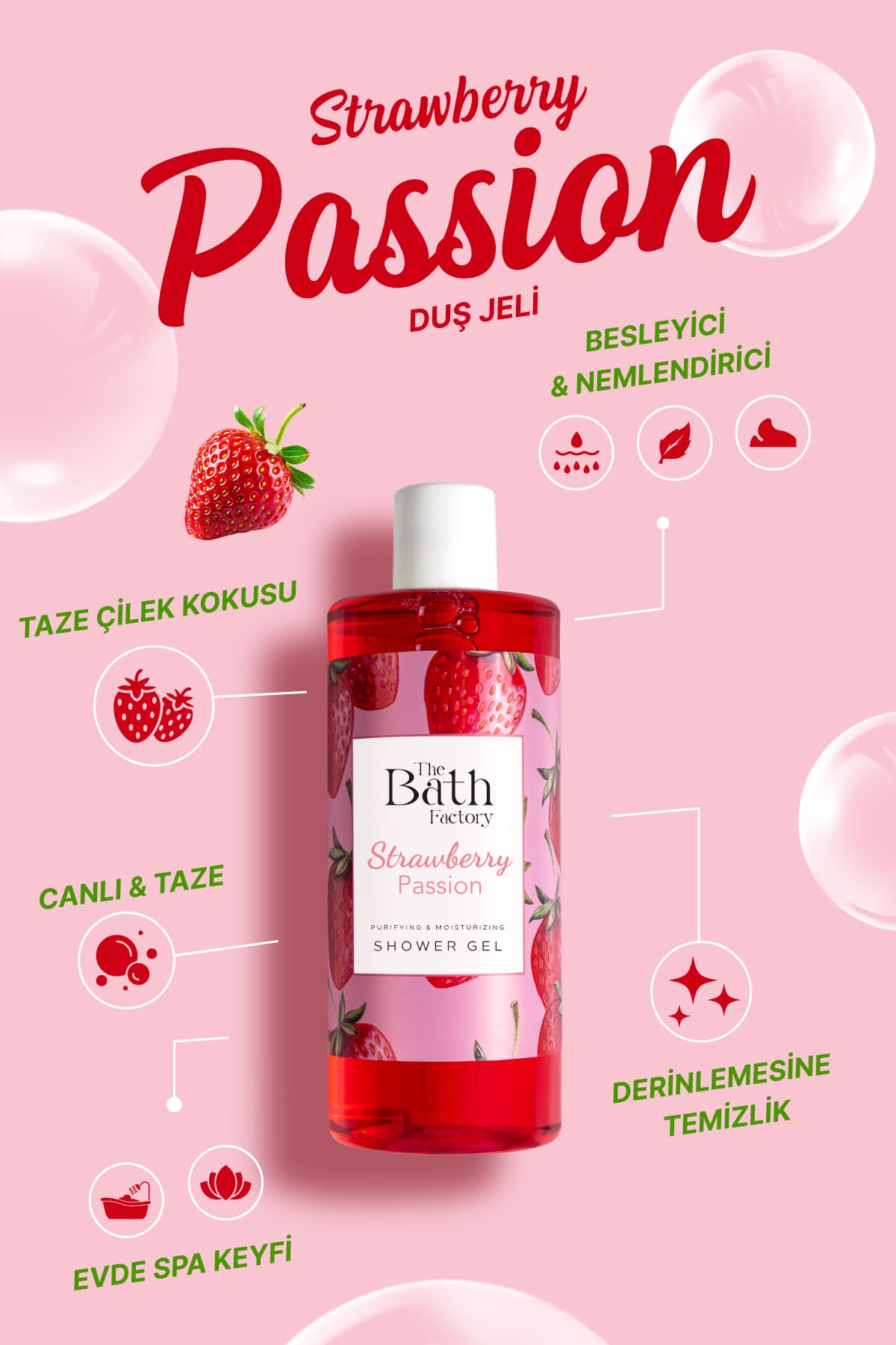 ژل دوش مرطوبکننده و مغذی THE BATH FACTORY Strawberry Passion 400 ml ژل دوش مرطوبکننده و مغذی THE BATH FACTORY Strawberry Passion 400 ml