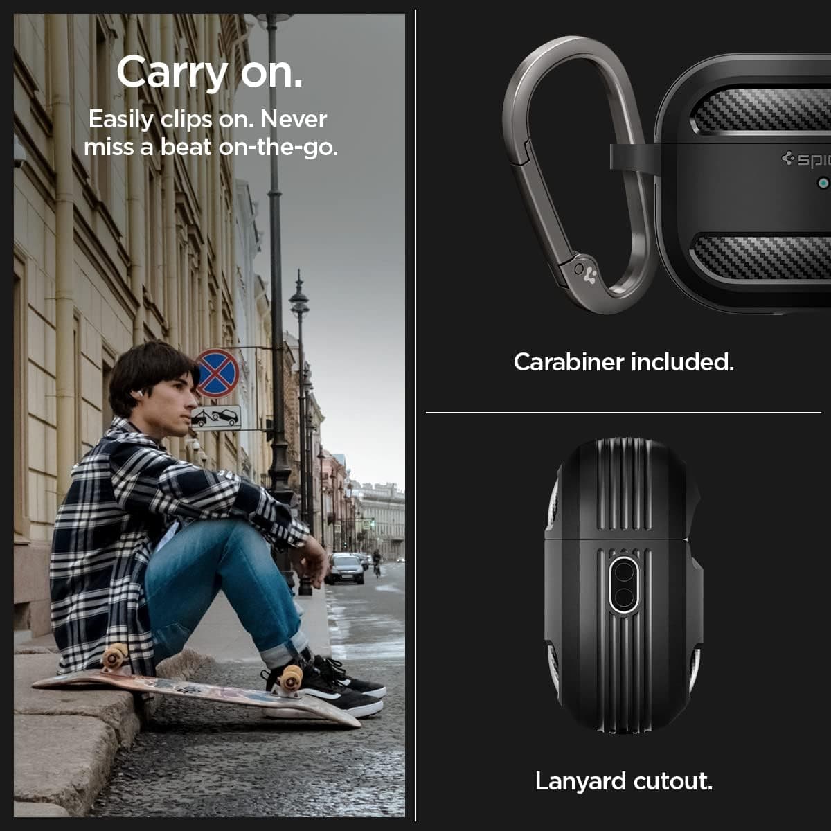 قاب سازگار با AirPods Pro 2/1 Spigen مشکی مات مدل Rugged Armor ACS05482 قاب سازگار با AirPods Pro 2/1 Spigen مشکی مات مدل Rugged Armor ACS05482