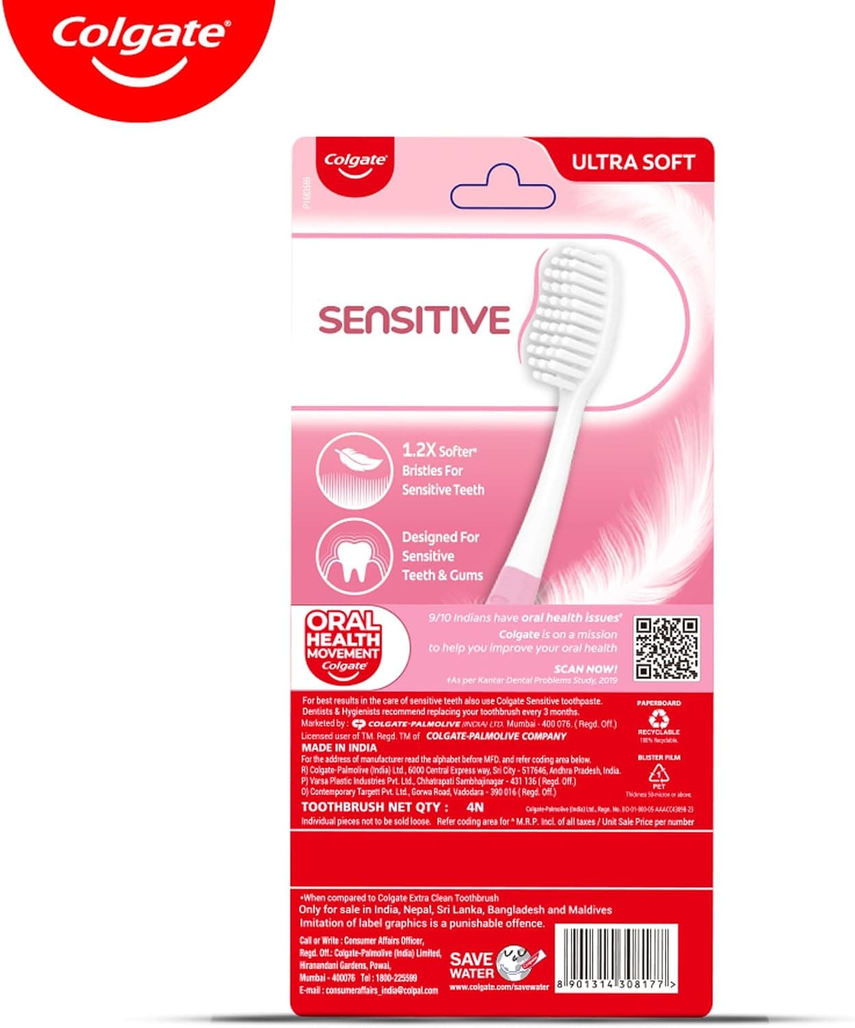 مسواک حساس Colgate بسته 4 عددی مسواک حساس Colgate بسته 4 عددی