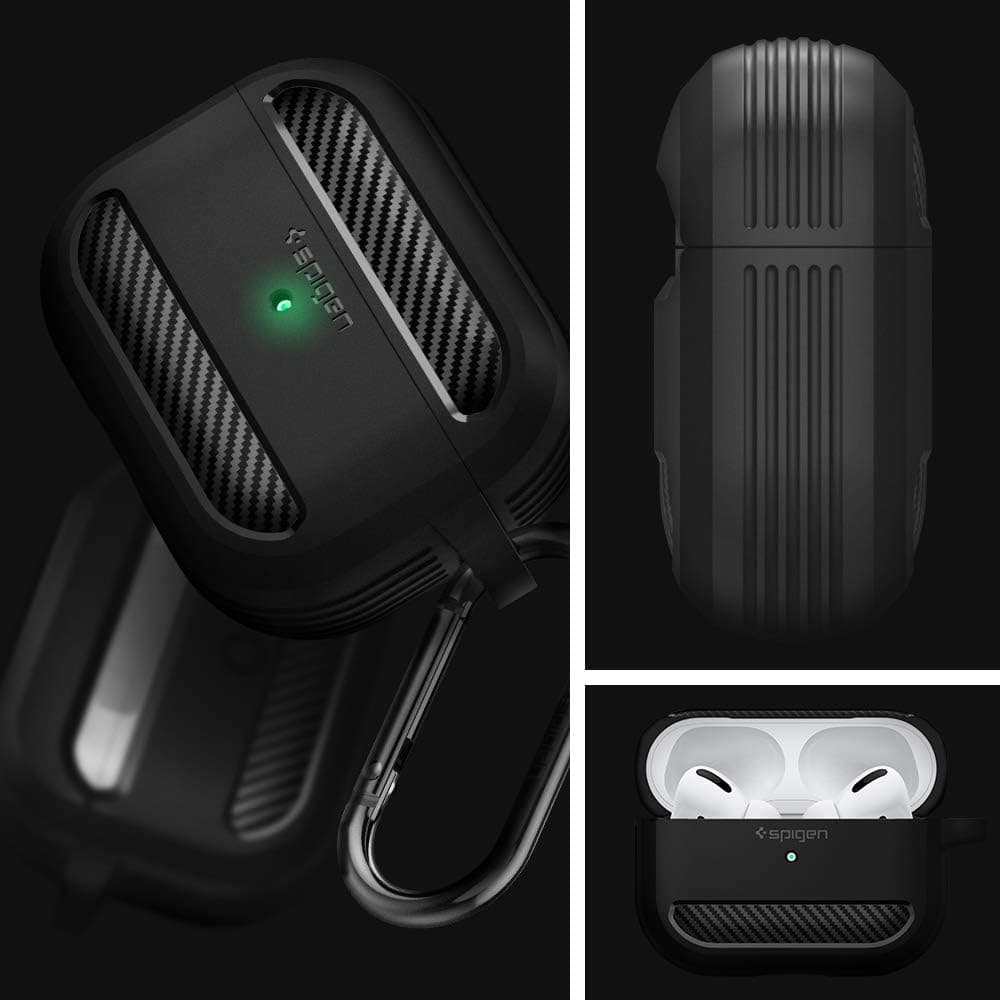 کاور سازگار با AirPods Pro 1 Spigen مشکی مات Rugged Armor مدل ASD00540 کاور سازگار با AirPods Pro 1 Spigen مشکی مات Rugged Armor مدل ASD00540