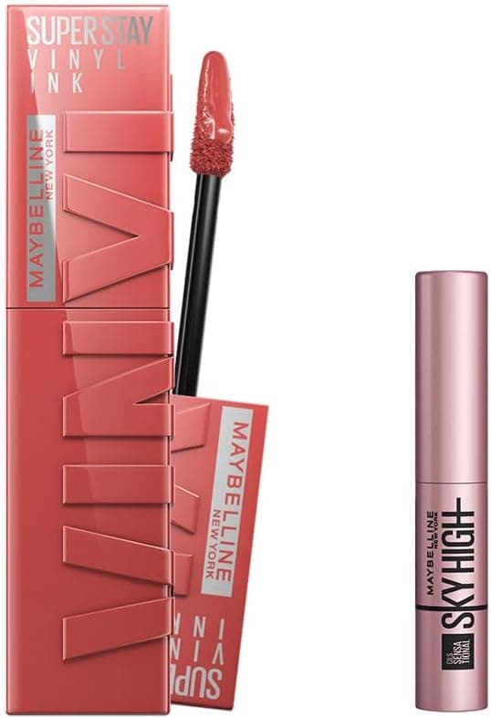 ست آرایشی Maybelline رژ لب Super Stay Vinyl Ink 15 Peachy و ماسکارا Mini Lash ست آرایشی Maybelline رژ لب Super Stay Vinyl Ink 15 Peachy و ماسکارا Mini Lash