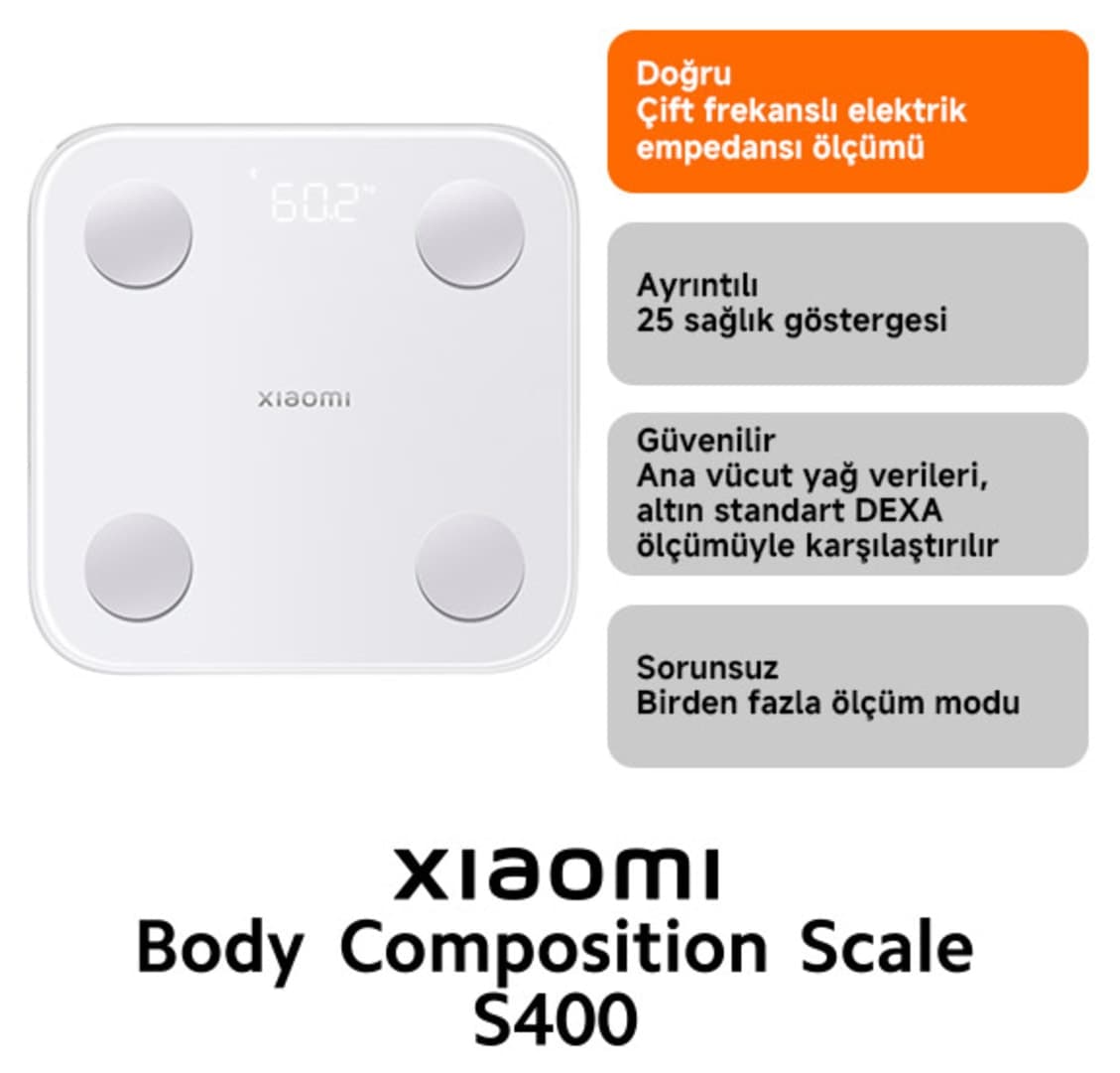 ترازو هوشمند بدن Xiaomi دوفرکانسه بلوتوثی مدل S400 ترازو هوشمند بدن Xiaomi دوفرکانسه بلوتوثی مدل S400