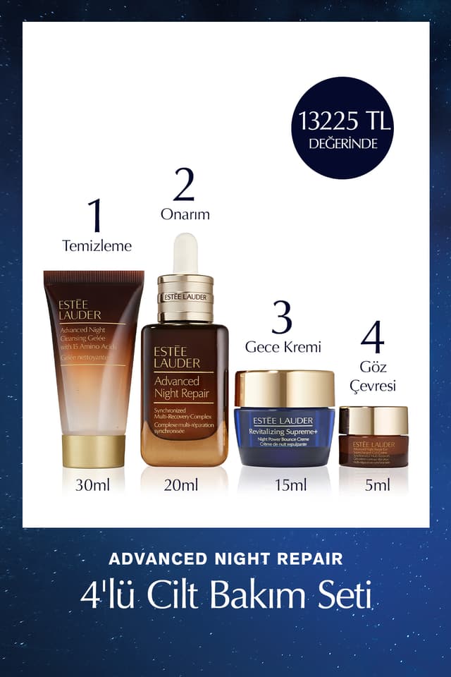 ست مراقبت از پوست Estee Lauder Advanced Night Repair چهار تکه شامل سرم 20ml + پاککننده 30ml + کرم دور چشم 5ml + کرم 15ml ست مراقبت از پوست Estee Lauder Advanced Night Repair چهار تکه شامل سرم 20ml + پاککننده 30ml + کرم دور چشم 5ml + کرم 15ml