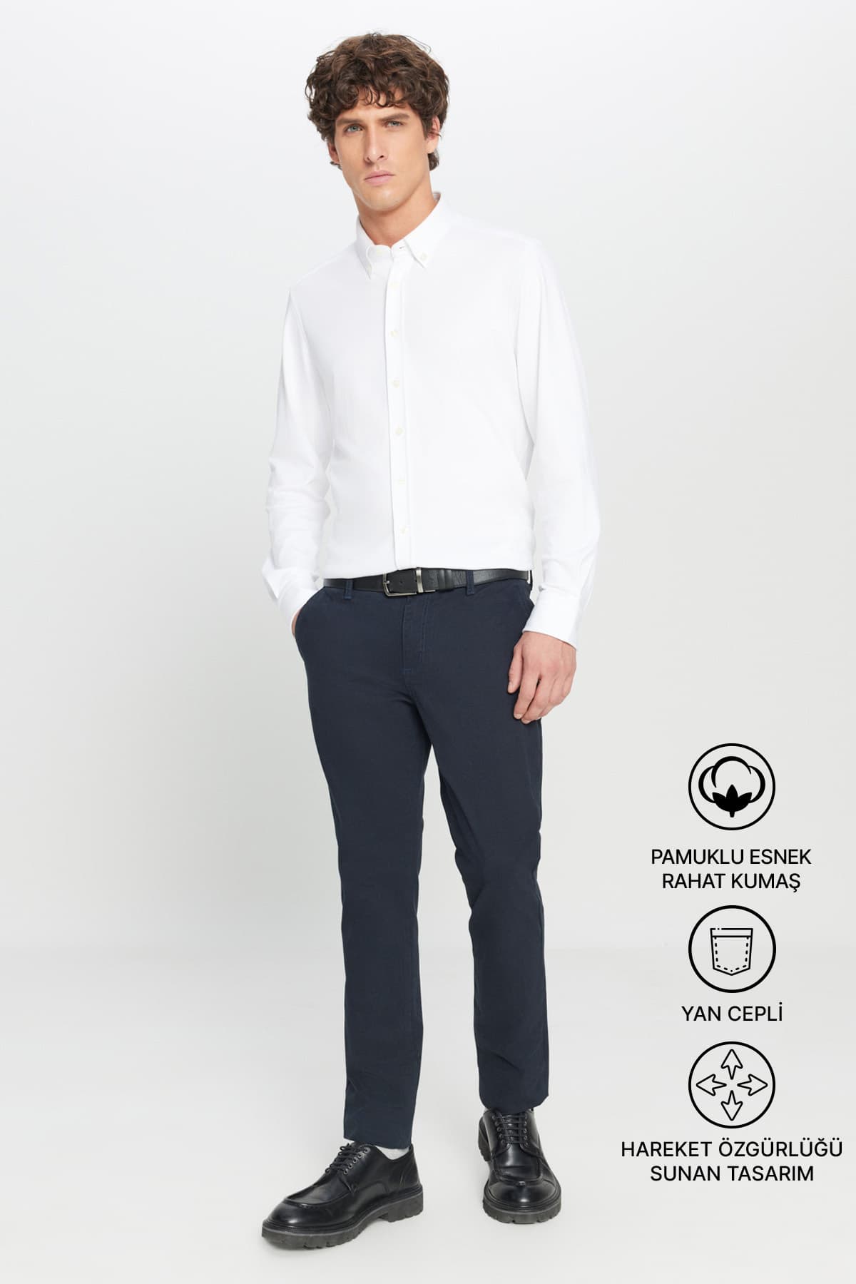 شلوار کژوال مردانه AC&Co / Altınyıldız Classics کانواس سرمهای اسلیمفیت جذب بدون زانو انداختن با جیب کناری کشی شلوار کژوال مردانه AC&Co / Altınyıldız Classics کانواس سرمهای اسلیمفیت جذب بدون زانو انداختن با جیب کناری کشی