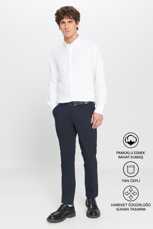 شلوار کژوال مردانه AC&Co / Altınyıldız Classics کانواس سرمهای اسلیمفیت جذب بدون زانو انداختن با جیب کناری کشی شلوار کژوال مردانه AC&Co / Altınyıldız Classics کانواس سرمهای اسلیمفیت جذب بدون زانو انداختن با جیب کناری کشی