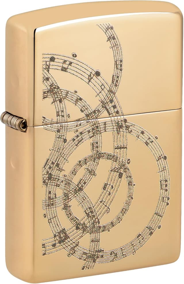 فندک Zippo بادگیر قابل شارژ طرح نت موسیقی طلایی با جعبه هدیه فندک Zippo بادگیر قابل شارژ طرح نت موسیقی طلایی با جعبه هدیه