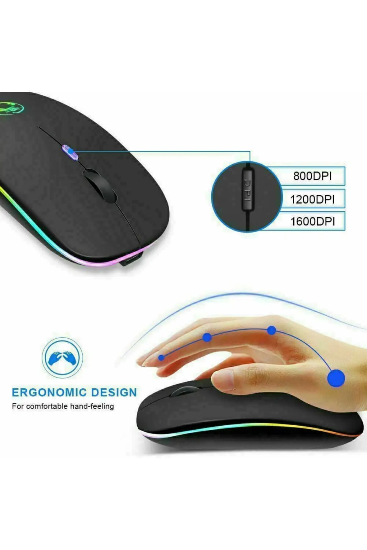 ماوس بیسیم SONEX Bluetooth با LED RGB، قابل شارژ و بیصدا ماوس بیسیم SONEX Bluetooth با LED RGB، قابل شارژ و بیصدا
