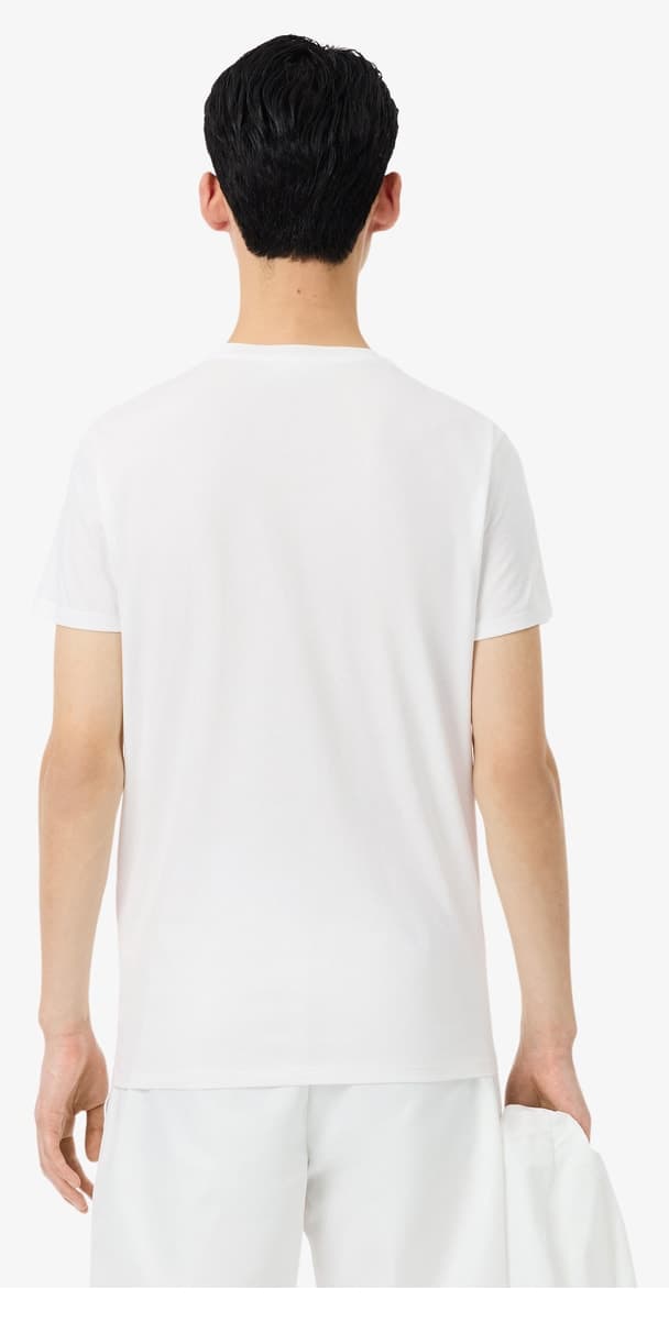 تیشرت مردانه Lacoste یقه گرد سفید فیت معمولی تیشرت مردانه Lacoste یقه گرد سفید فیت معمولی