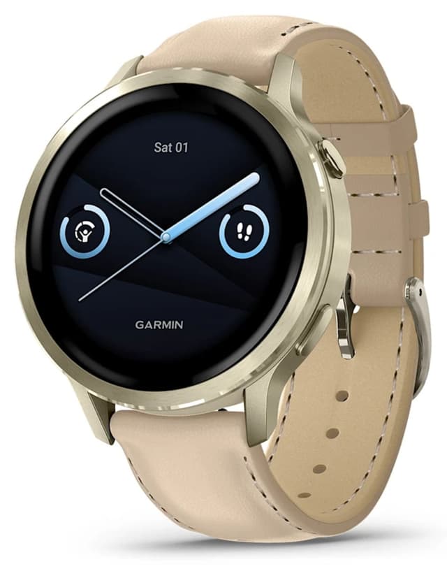 ساعت هوشمند Garmin Venu 4 قطر 41 میلیمتر بند چرمی طلایی ساعت هوشمند Garmin Venu 4 قطر 41 میلیمتر بند چرمی طلایی