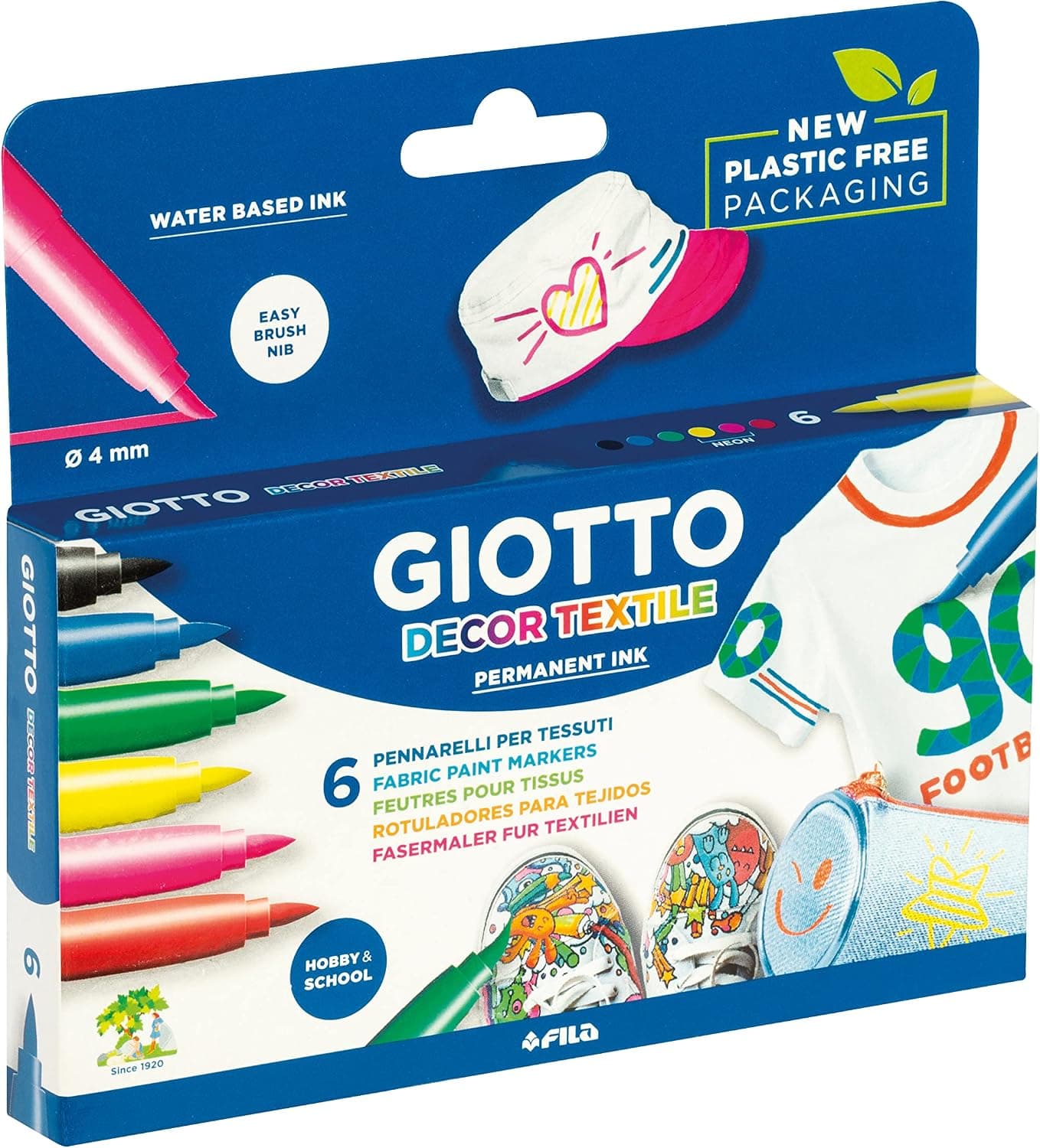 رنگ پارچه Giotto Decor بسته آویزدار 6 عددی رنگ پارچه Giotto Decor بسته آویزدار 6 عددی