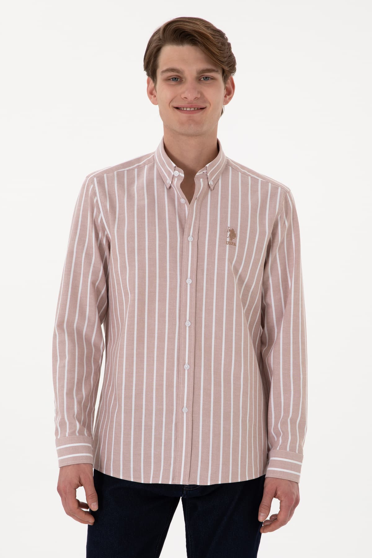 پیراهن مردانه U.S. Polo Assn. راهراه شتری آستینبلند مدل 50306347-VR015 پیراهن مردانه U.S. Polo Assn. راهراه شتری آستینبلند مدل 50306347-VR015
