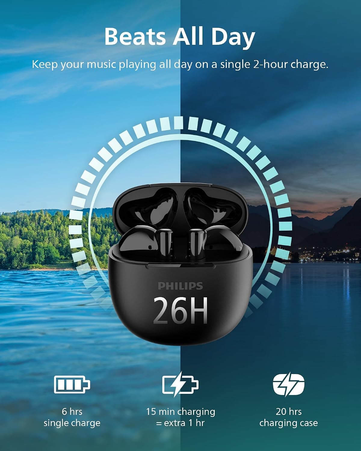 هدفون بیسیم Philips باس با درایور 13 میلیمتری مشکی مدل TAT1139BK/97 هدفون بیسیم Philips باس با درایور 13 میلیمتری مشکی مدل TAT1139BK/97