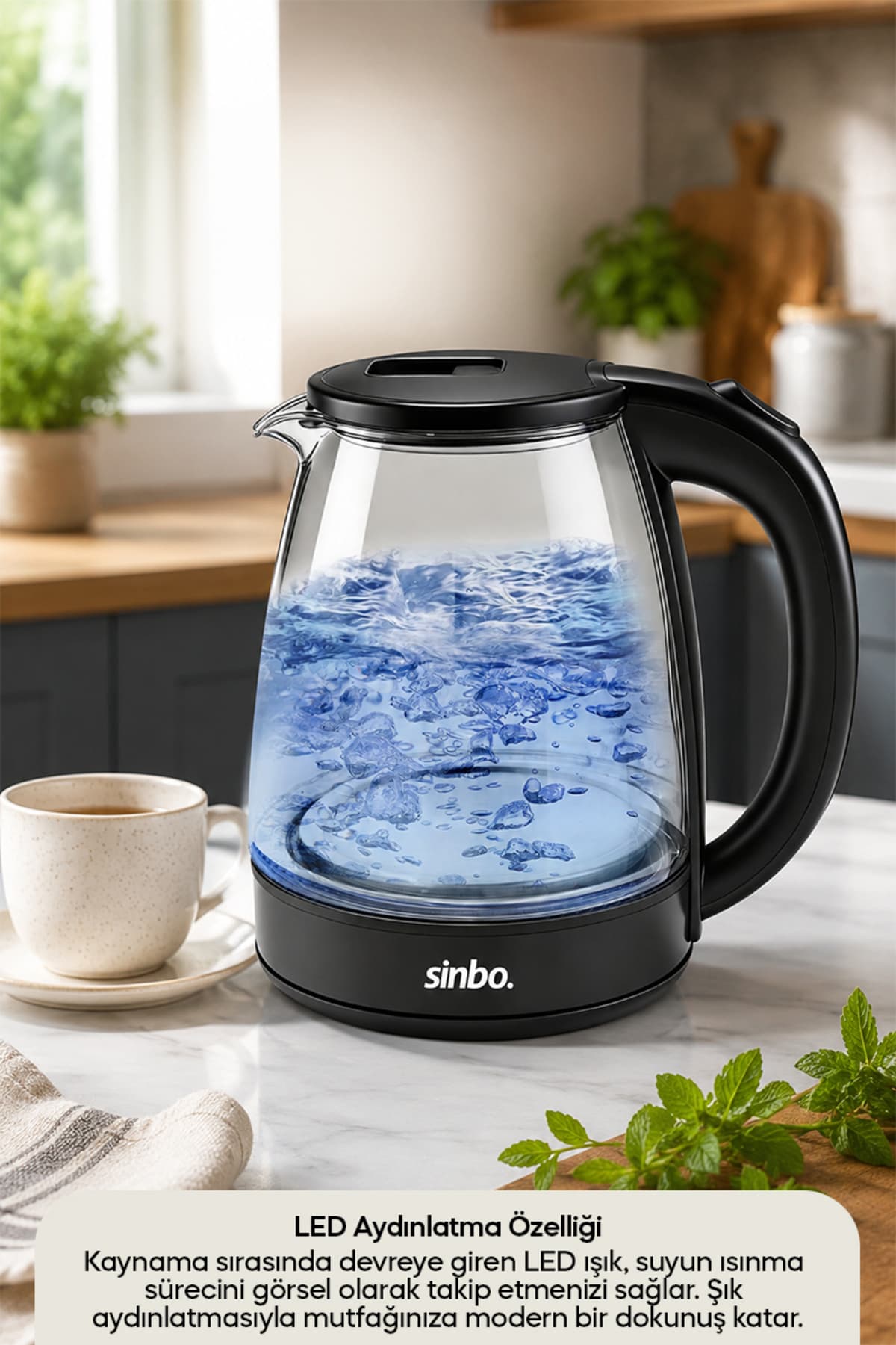 کتری برقی بیسیم Sinbo مدل SK 8043 مخزن شیشهای 1.8 L LED کتری برقی بیسیم Sinbo مدل SK 8043 مخزن شیشهای 1.8 L LED