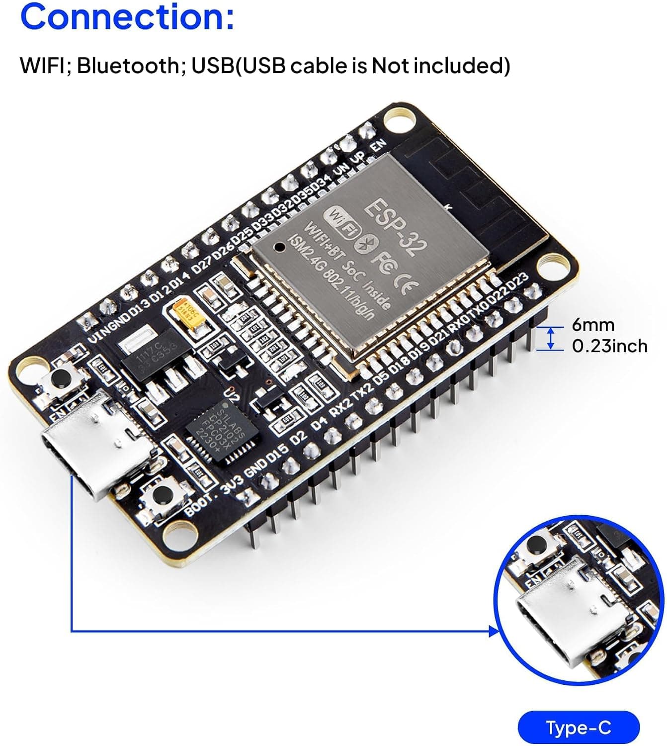 برد توسعه ELEGOO ESP-32 با رابط USB Type-C 3pcs برد توسعه ELEGOO ESP-32 با رابط USB Type-C 3pcs